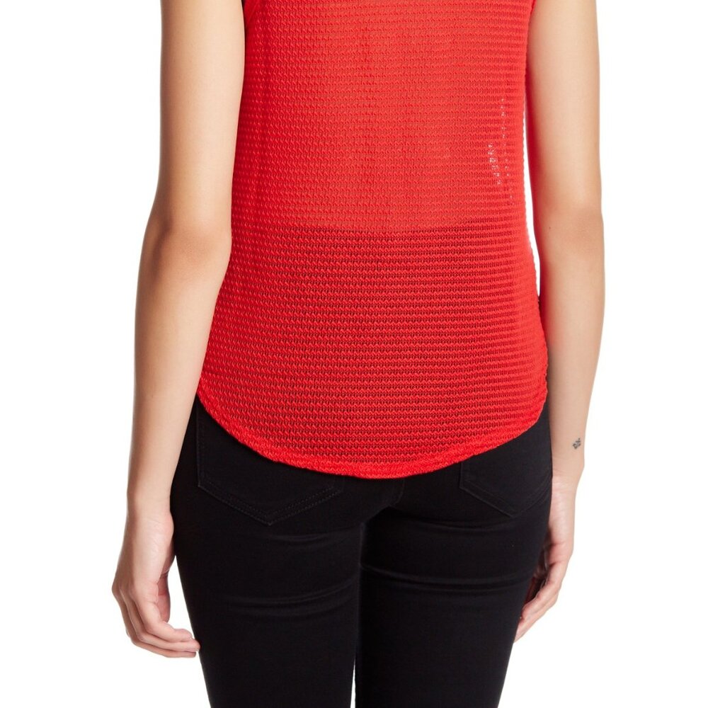 H.I.P. NEW Top Hi-Lo Trapeze Tank Womens L, XL Sheer Knit Net RED - Picture 4 of 11